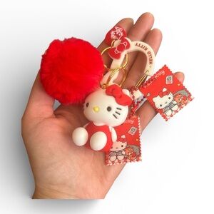 Sanrio Hello Kitty Red Key Holder with Pom Pom